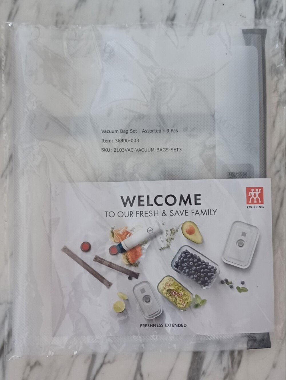 ZWILLING Fresh & Save Vacuum Bag Set Of 3 Vacuum Bags New With Tags